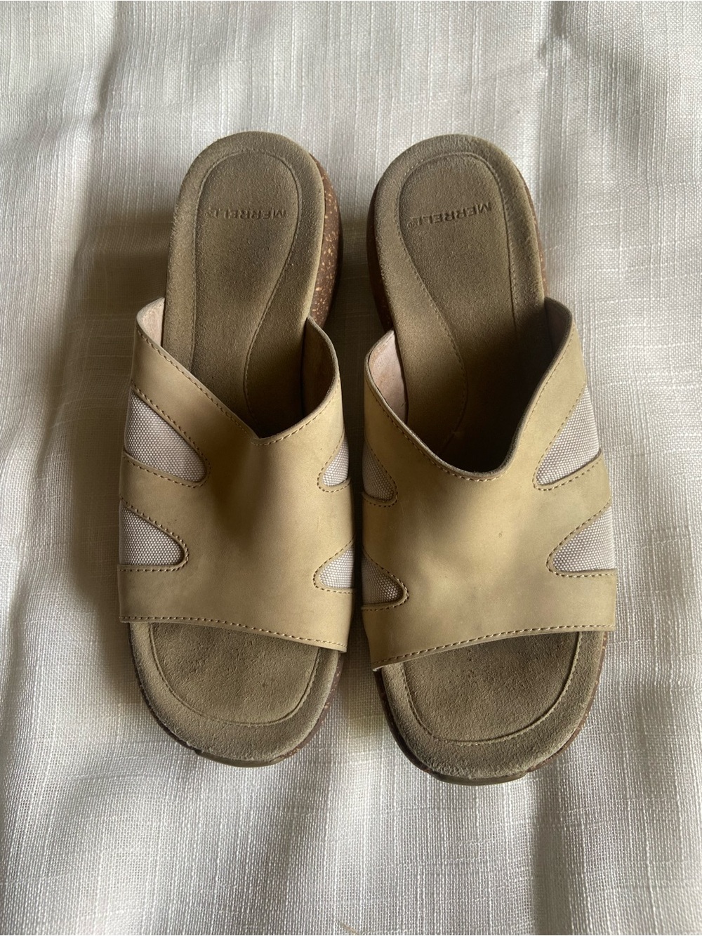 Merrell Sundial Slide Buckwheat Leather Sandal Women's Size 7 Comfort Gorpcore